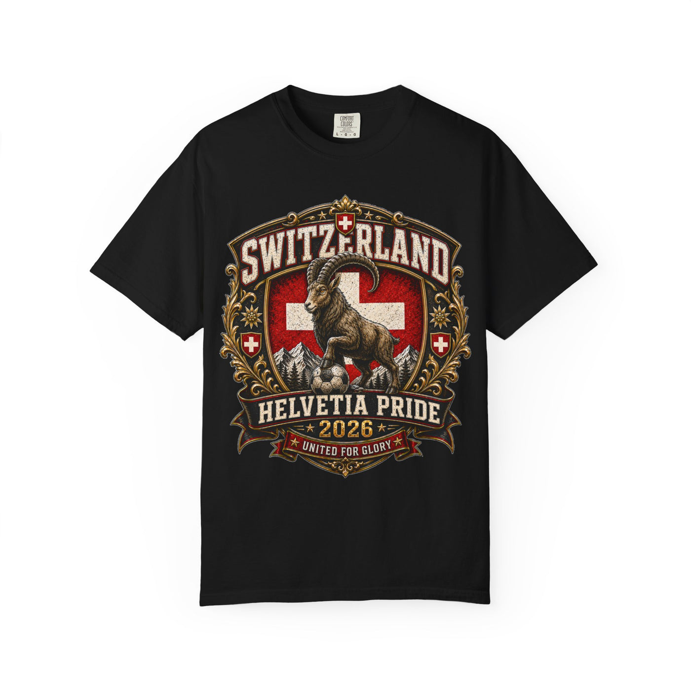 Switzerland Helvetia Pride T‑Shirt – 2026 Swiss Crest Goat image 5