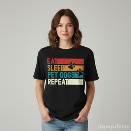 Eat Sleep Pet Dogs Repeat T-Shirt thumbnail 2