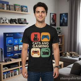 Cats and Gaming T-Shirt thumbnail 4