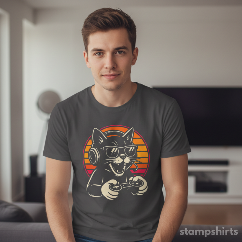 Retro Gamer Cat T-Shirt — image 4 of 6