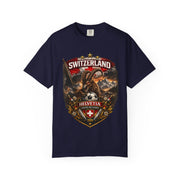 Switzerland Helvetia Shield T-Shirt — Alpine Ibex Vintage Travel Tee