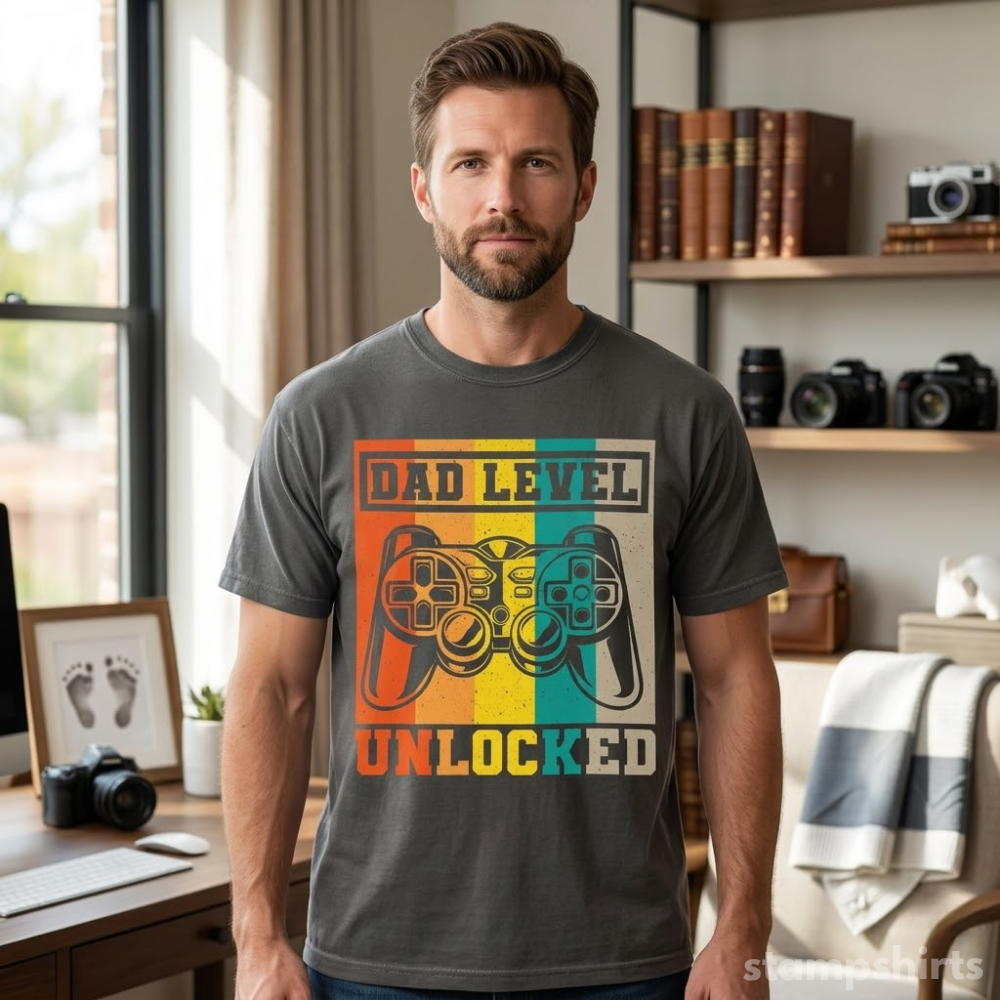 Dad Level Unlocked T-Shirt image 3