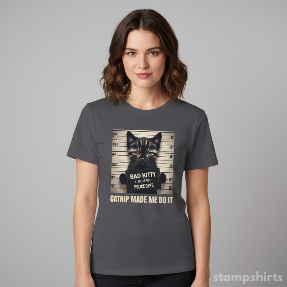 Bad Kitty Mugshot Cat T-Shirt