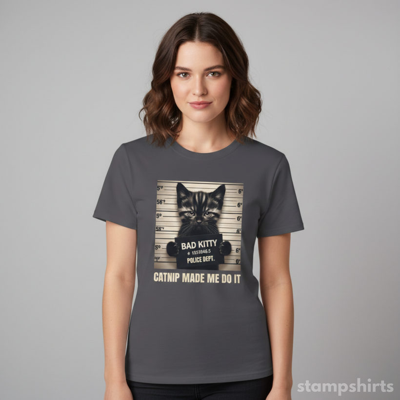 Bad Kitty Mugshot Cat Tƒ??Shirt — image 6 of 7