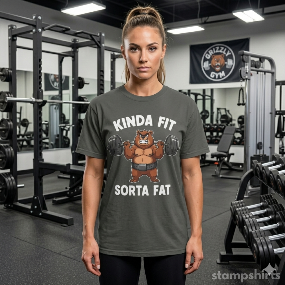 Kinda Fit Sorta Fat Bear Weightlifting T-Shirt image 8