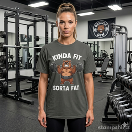 Kinda Fit Sorta Fat Bear Weightlifting T-Shirt thumbnail 8