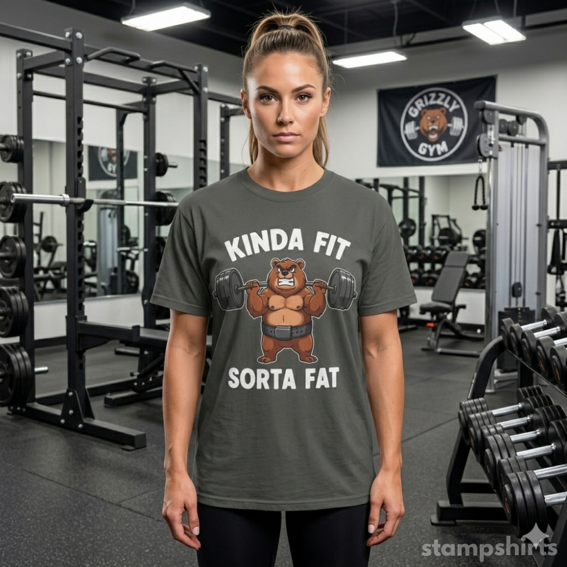 Kinda Fit Sorta Fat Bear Weightlifting T-Shirt — image 8 of 11