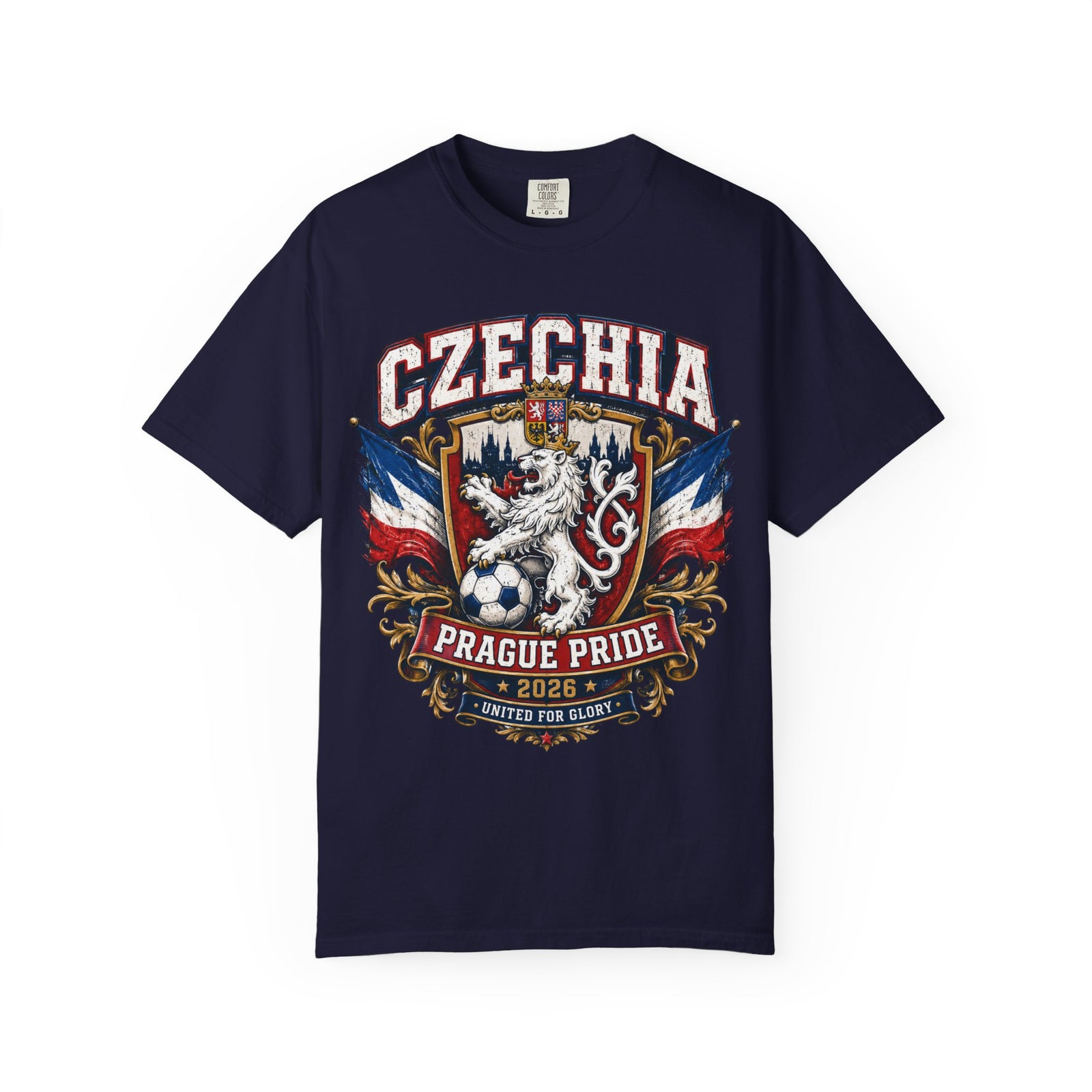 Czechia Prague Pride 2026 T-Shirt — Czech Lion Vintage Crest Tee