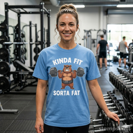 Kinda Fit Sorta Fat Bear Weightlifting T-Shirt thumbnail 4