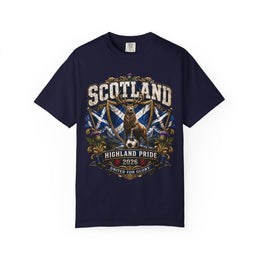 Scotland Highland Pride T-Shirt — 'United for Glory' 2026 Stag & Saltire Design thumbnail 3