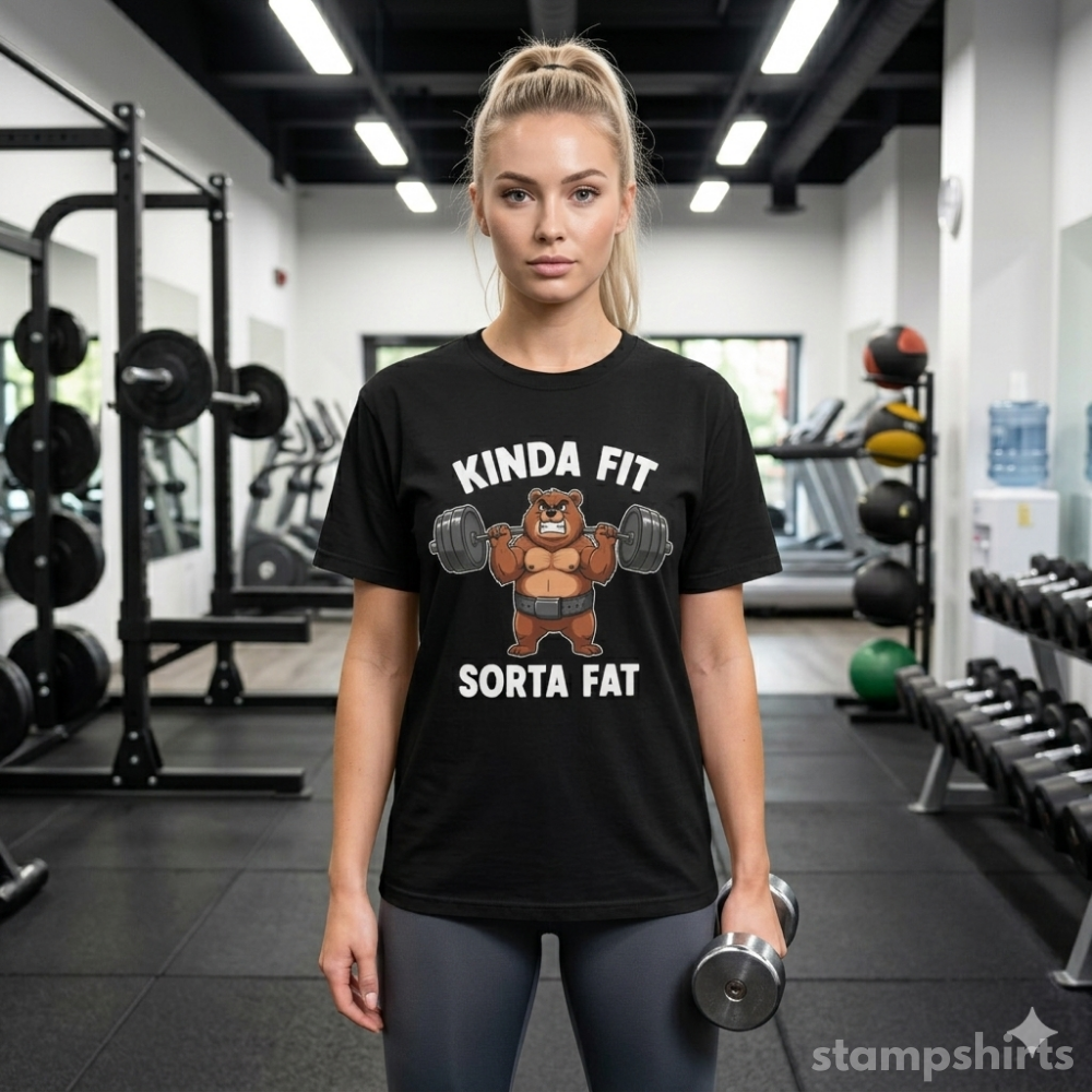 Kinda Fit Sorta Fat Bear Weightlifting T-Shirt image 10