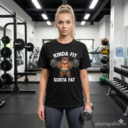 Kinda Fit Sorta Fat Bear Weightlifting T-Shirt thumbnail 10