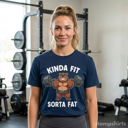 Kinda Fit Sorta Fat Bear Weightlifting T-Shirt thumbnail 2