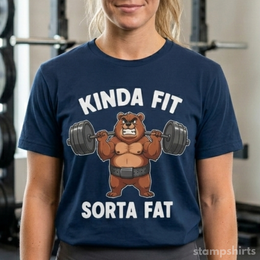 Kinda Fit Sorta Fat Bear Weightlifting T-Shirt thumbnail 1