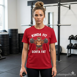 Kinda Fit Sorta Fat Bear Weightlifting T-Shirt thumbnail 6