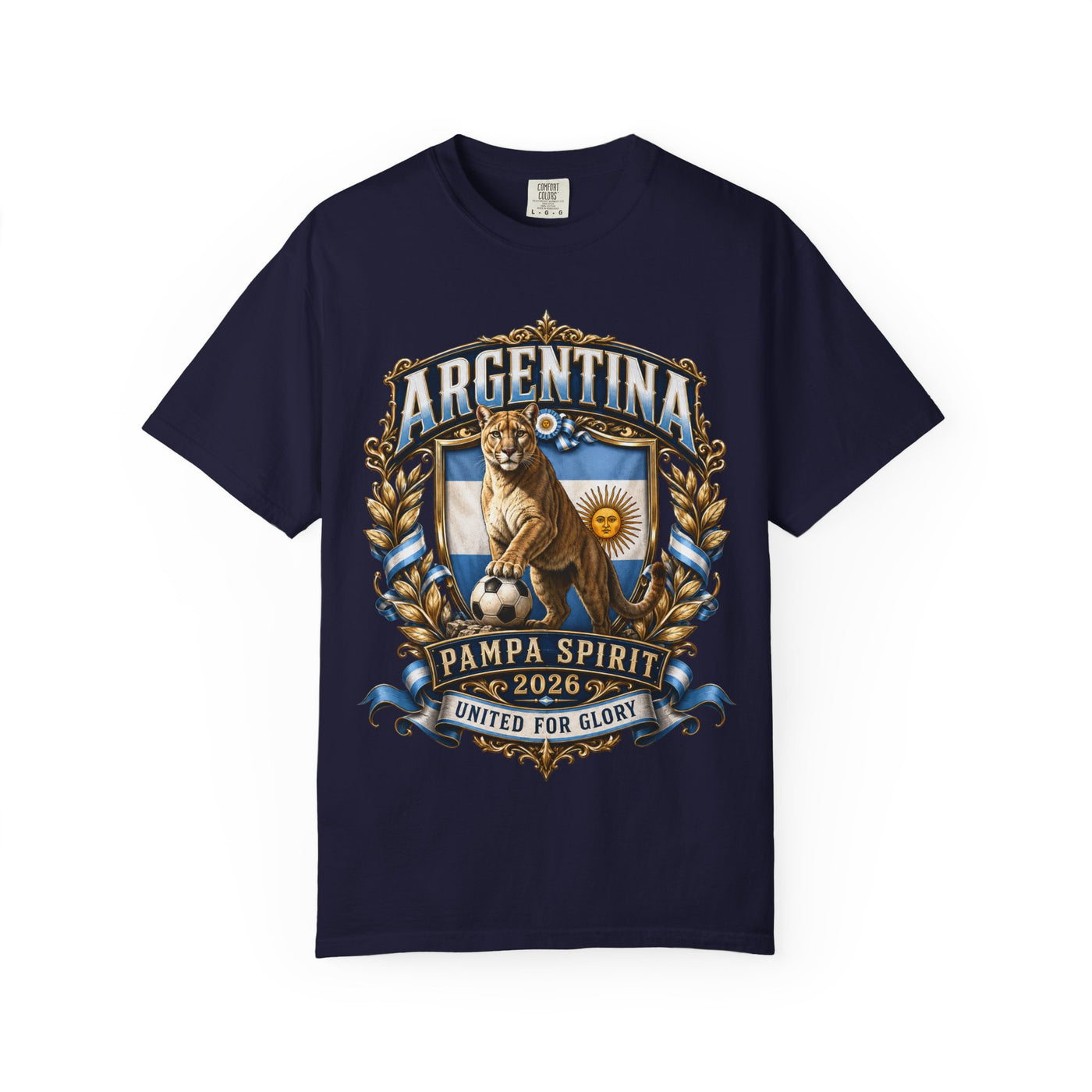 Argentina Pampa Spirit Graphic T-Shirt — 'Argentina' Crest with Puma & Flag image 1