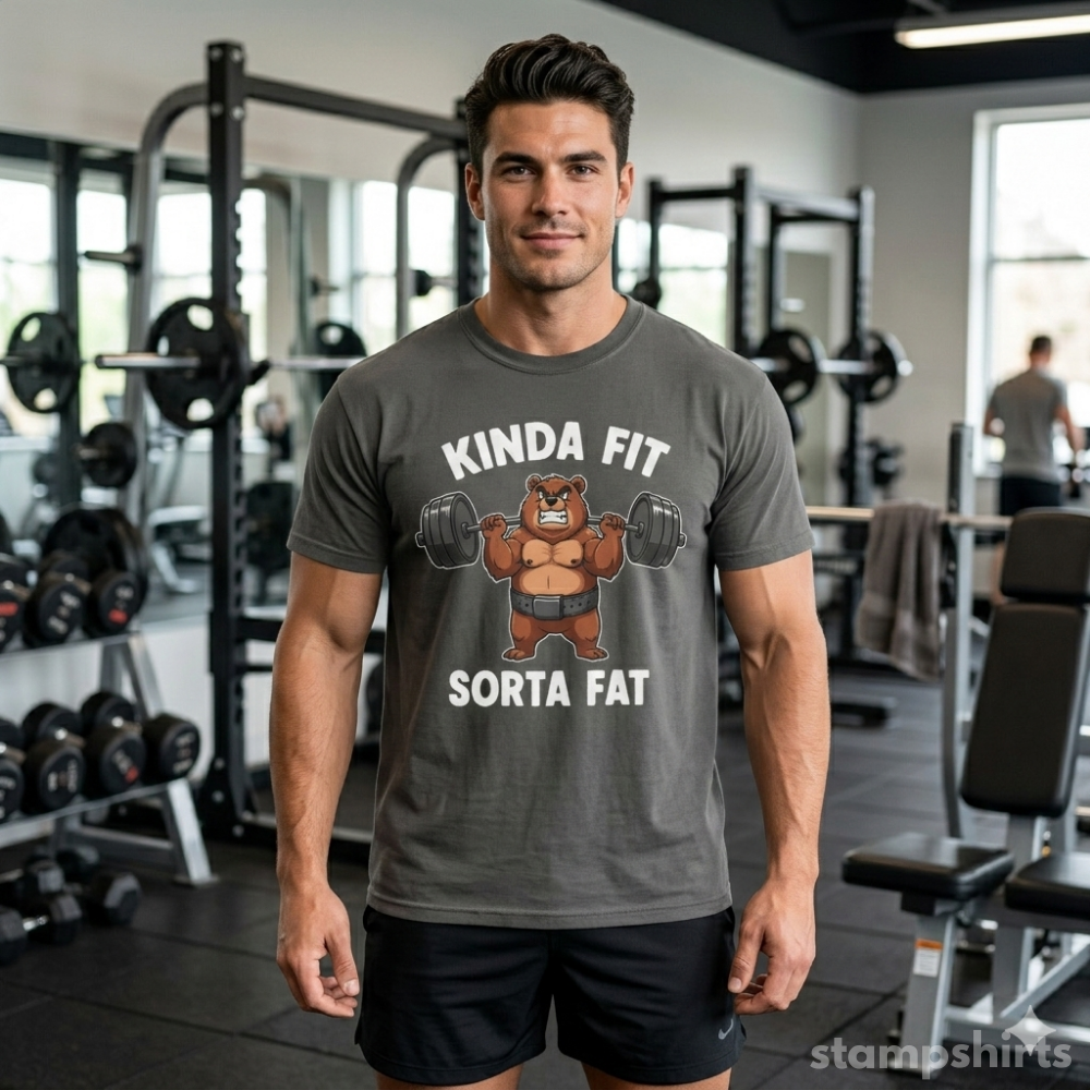 Kinda Fit Sorta Fat Bear Weightlifting T-Shirt image 9