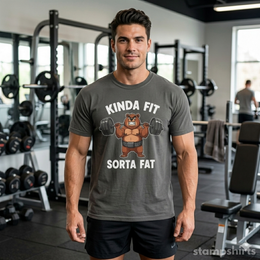Kinda Fit Sorta Fat Bear Weightlifting T-Shirt thumbnail 9