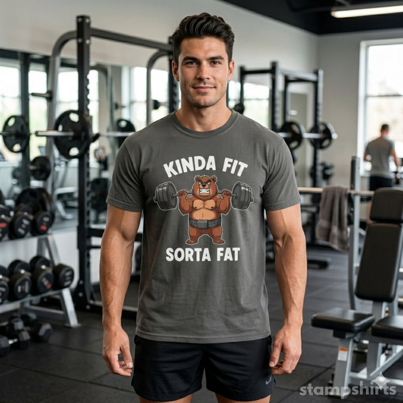Kinda Fit Sorta Fat Bear Weightlifting T-Shirt — image 9 of 11