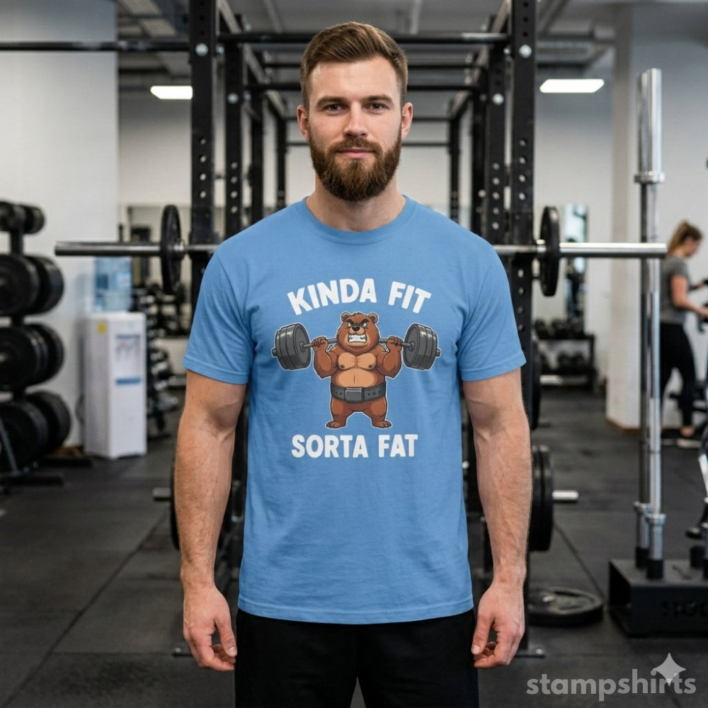 Kinda Fit Sorta Fat Bear Weightlifting T-Shirt image 5