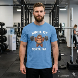 Kinda Fit Sorta Fat Bear Weightlifting T-Shirt thumbnail 5