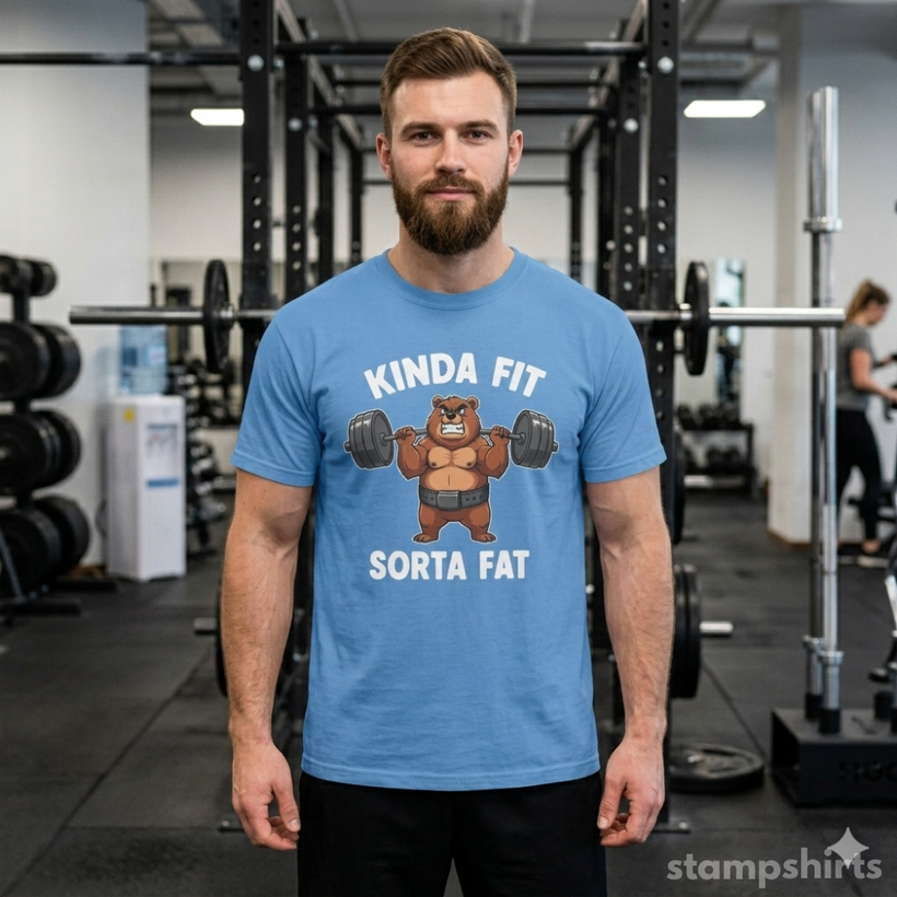 Kinda Fit Sorta Fat Bear Weightlifting T-Shirt — image 5 of 11