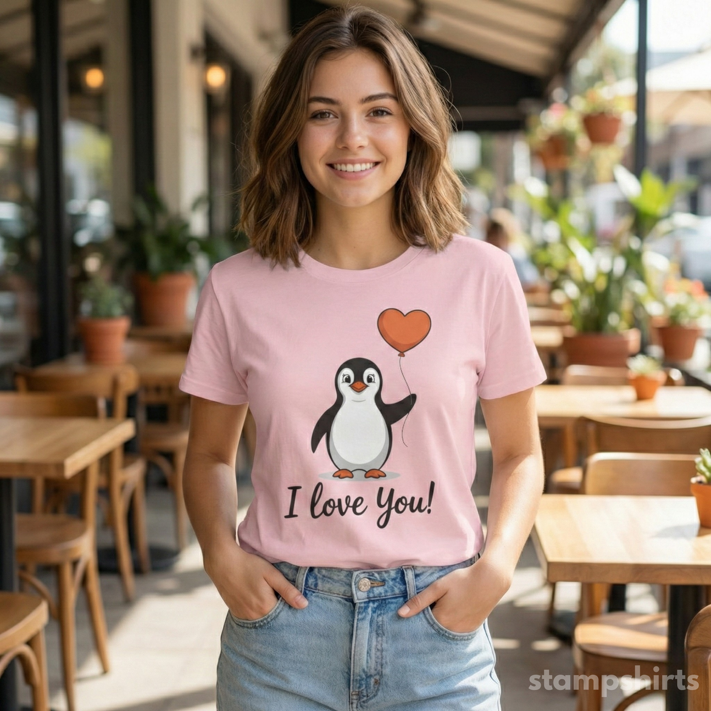 I Love You Penguin T-Shirt image 3