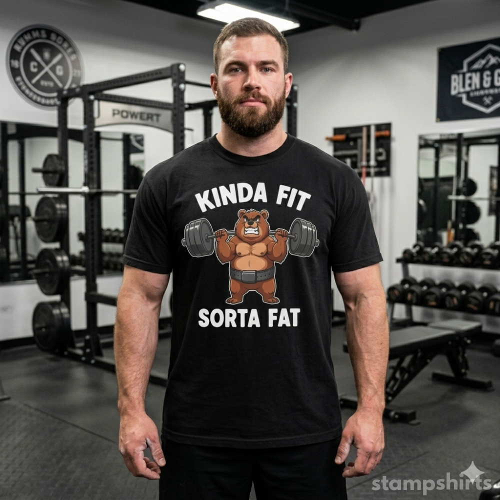 Kinda Fit Sorta Fat Bear Weightlifting T-Shirt image 11
