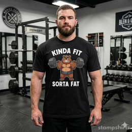 Kinda Fit Sorta Fat Bear Weightlifting T-Shirt thumbnail 11