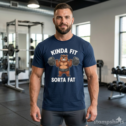 Kinda Fit Sorta Fat Bear Weightlifting T-Shirt thumbnail 3