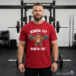 Kinda Fit Sorta Fat Bear Weightlifting T-Shirt thumbnail 7