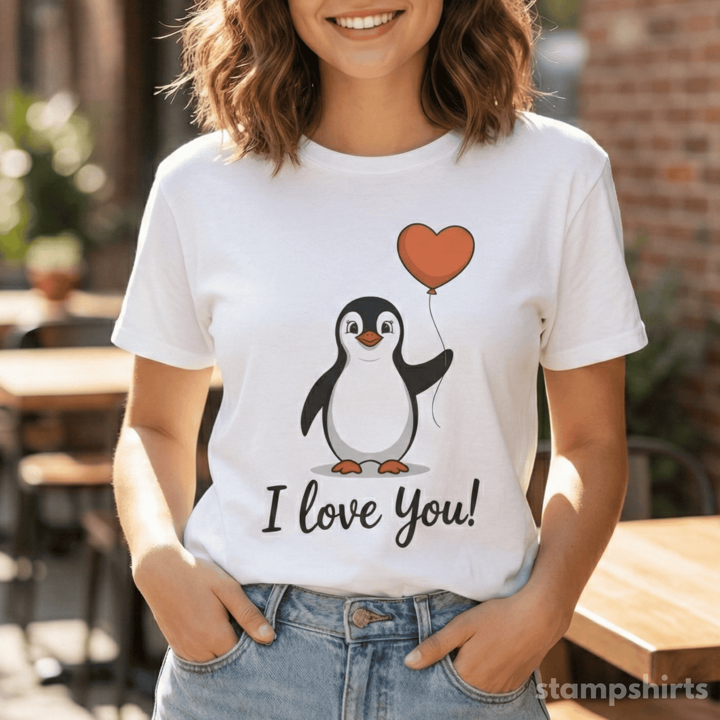 I Love You Penguin T-Shirt image 1