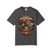 Switzerland Helvetia Shield T-Shirt — Alpine Ibex Vintage Travel Tee