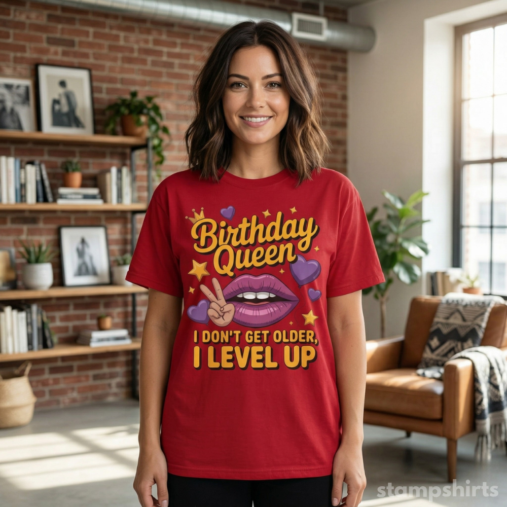 Birthday Queen "I Don't Get Older, I Level Up" T-Shirt