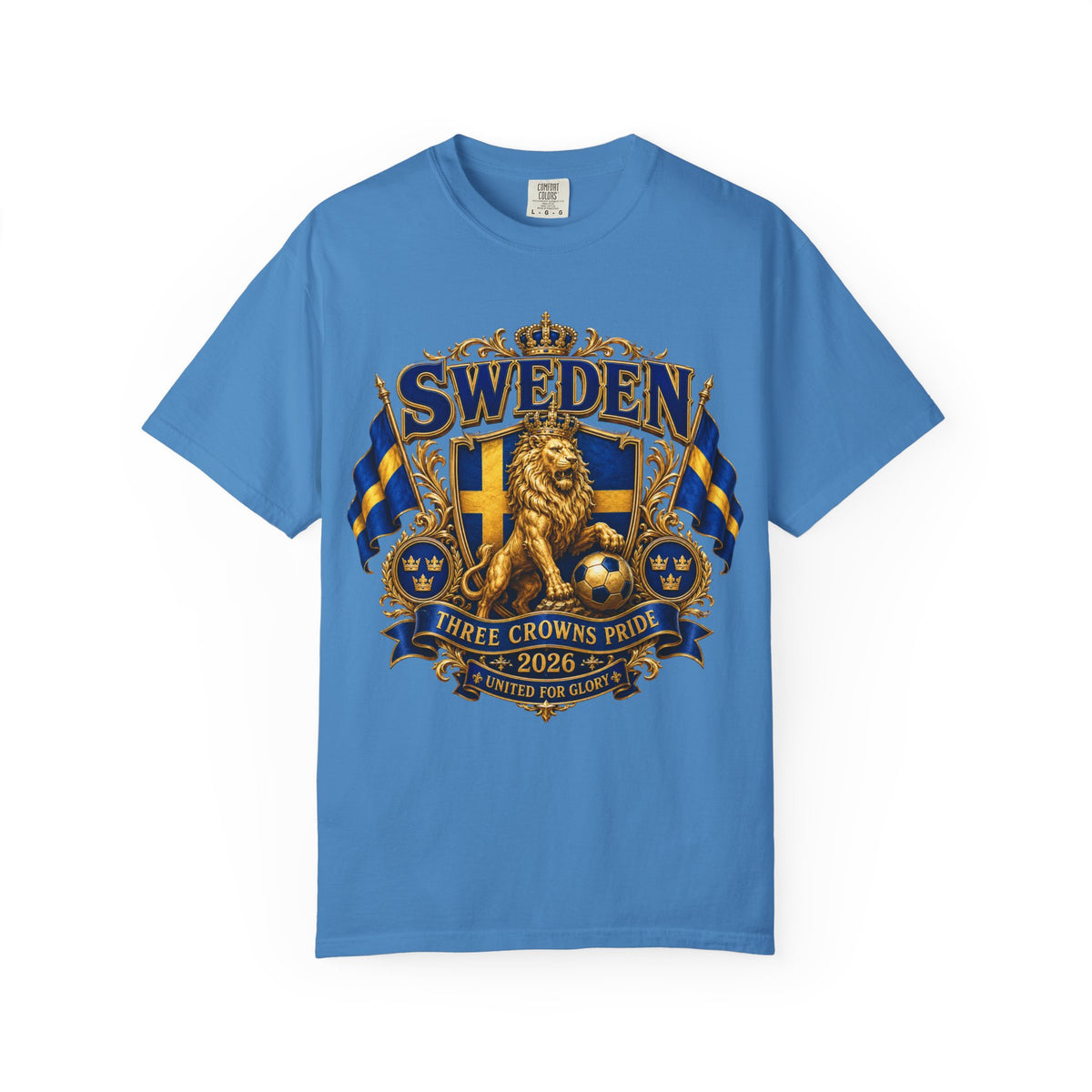Sweden Lion Crest T-Shirt — Three Crowns Pride Soccer Fan Tee