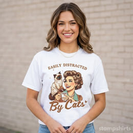 Easily Distracted By Cats T-Shirt thumbnail 2