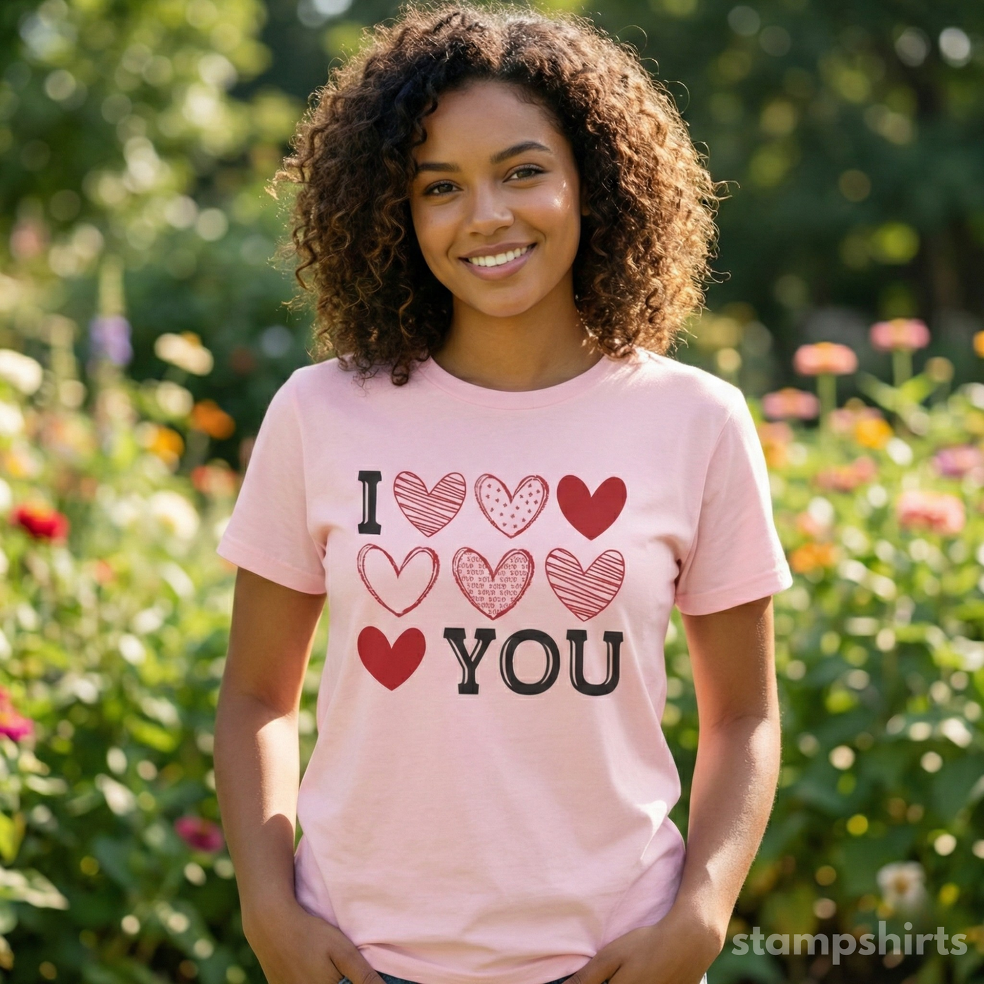 I Love You Heart Pattern T-Shirt image 3