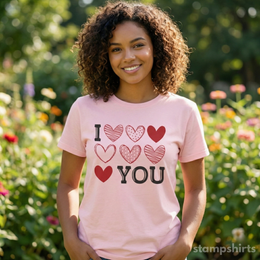 I Love You Heart Pattern T-Shirt thumbnail 3