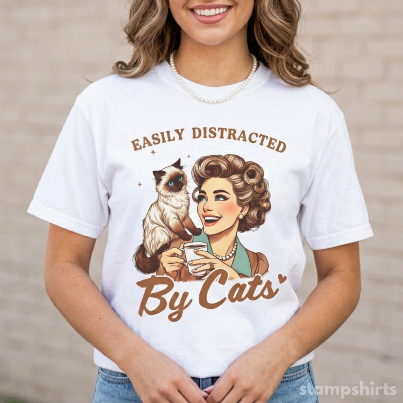 Easily Distracted By Cats T-Shirt image 1