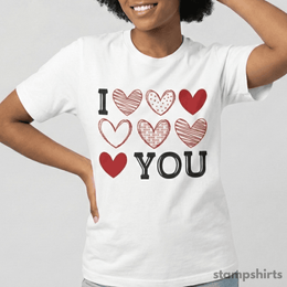 I Love You Heart Pattern T-Shirt thumbnail 1