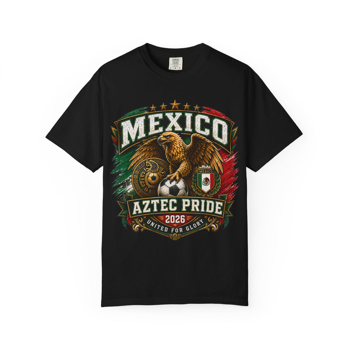 Mexico Aztec Pride T-Shirt — Vintage Eagle Shield Mexican Flag Tee