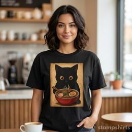 Black Cat Ramen T-Shirt thumbnail 2