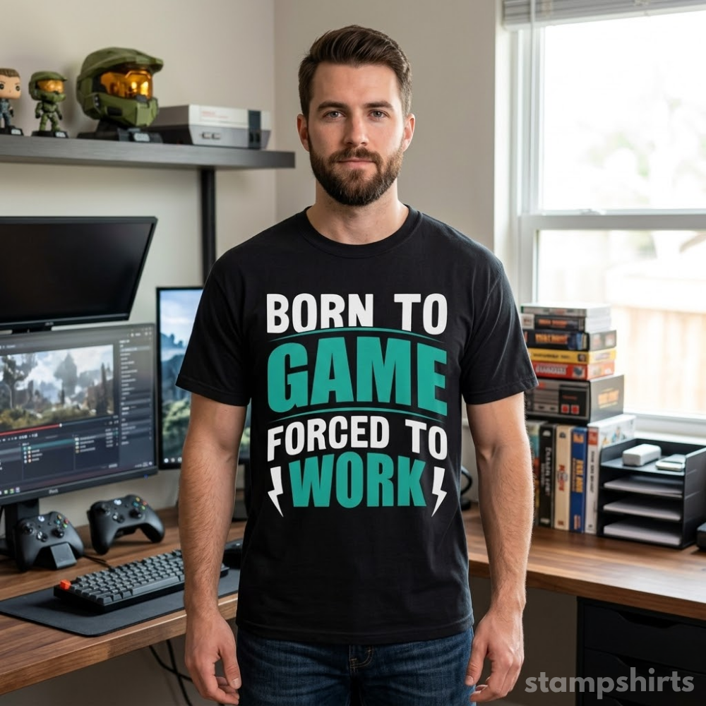 Born to Game Forced to Work T-Shirt image 3