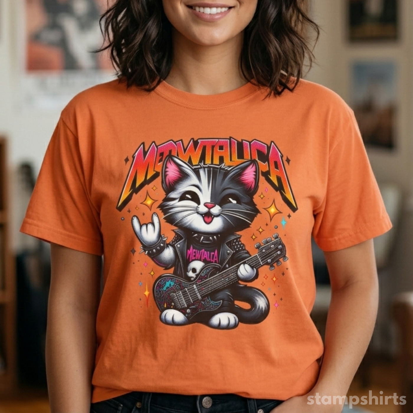 Meowtallica Rock Cat T-Shirt image 1