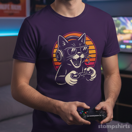 Retro Gamer Cat T-Shirt thumbnail 1