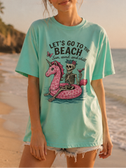 Let’s Go to the Beach Sun, Sand & Skull Graphic T-Shirt
