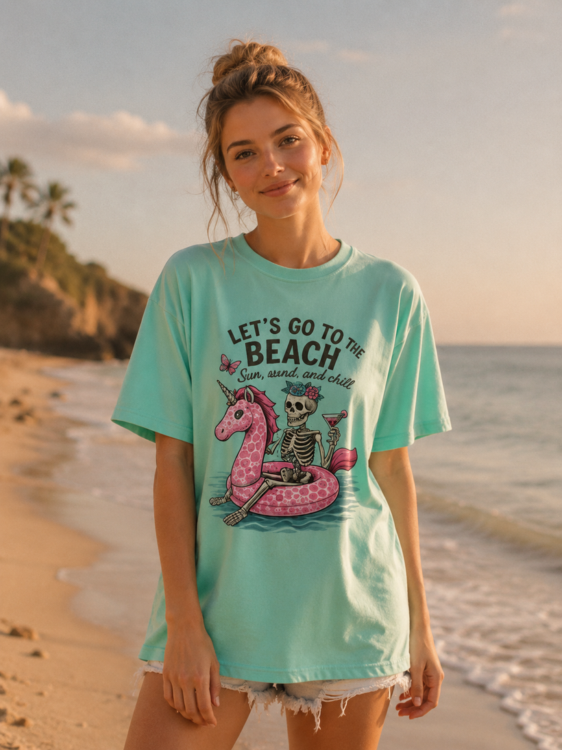 Let’s Go to the Beach Sun, Sand & Skull Graphic T-Shirt — image 2 of 5