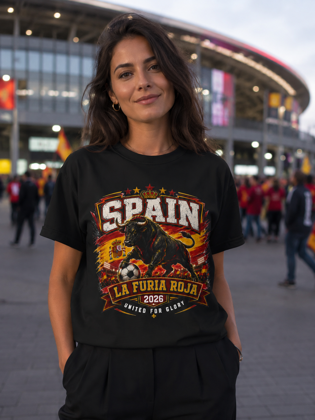 Spain La Furia Roja 2026 Bull Soccer T-Shirt