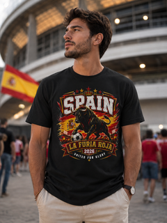 Spain La Furia Roja 2026 Bull Soccer T-Shirt