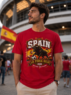 Spain La Furia Roja 2026 Bull Soccer T-Shirt